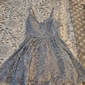 Elegant Blue Lace Dress